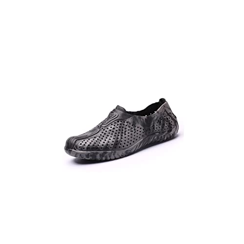HJBFVXV Herrensandalen Men's Sandals Summer Clogs Rubber Clogs Garden Shoes EWA Beach Flats Soft Soles (Color : Dark Grey, Size : 44 EU) von HJBFVXV