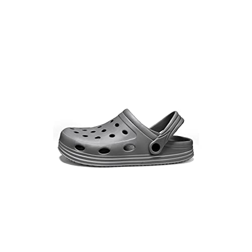 HJBFVXV Herrensandalen Men's Sandals Summer Hole Shoes Lightweight Rubber Clogs Girls Couples Garden Shoes Black Outdoor Shoes Beach Flat Sandals Slippers (Color : Grijs, Size : 44 EU) von HJBFVXV