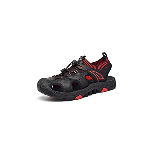 HJBFVXV Herrensandalen Summer Beach Climbing Men Fashion Hiking Breathable Trekking Water Walking Outdoor Sport Casual Shoes Genuine Leather Non-slip (Color : Black, Size : 9.5) von HJBFVXV