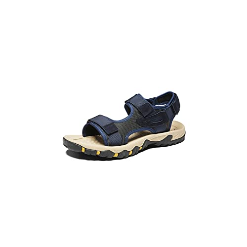 HJBFVXV Herrensandalen Woven Men's Sandals Canvas Fashion Summer Shoes Sandals Comfortable Beach Sandals Cutouts Men's Slippers (Color : Blue, Size : 45 EU) von HJBFVXV