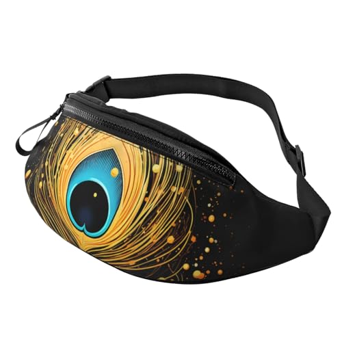 Bauchtasche für Damen und Herren, Schultertasche, Pfauenfedern, goldfarbenes Design, Umhängetasche, Gürteltaschen mit verstellbarem Riemen Bauchtasche für Damen und Herren, Schultertasche, Pfauenfedern, goldfarbenes Design, Umhängetasche, Gürteltaschen mit verstellbarem Riemen von HJBNW