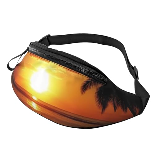 Bauchtasche für Damen und Herren, Schultertasche, Schultertasche, Gürteltasche mit verstellbarem Riemen, Sonnenuntergang, Meer, tropische Palme, Landschaft Bauchtasche für Damen und Herren, Schultertasche, Schultertasche, Gürteltasche mit verstellbarem Riemen, Sonnenuntergang, Meer, tropische Palme, Landschaft von HJBNW