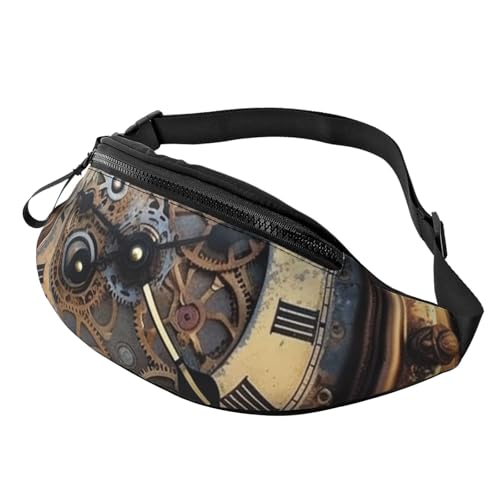 Bauchtasche für Damen und Herren, Schultertasche, Steampunk-Uhr, Crossbody-Tasche, Gürteltaschen mit verstellbarem Riemen von HJBNW