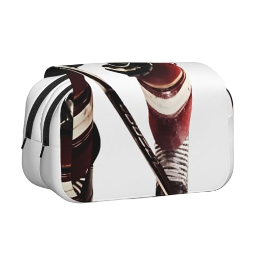 Federmäppchen mit Eishockey-Muster, mehrere Fächer, großes Fassungsvermögen, tragbare Make-up-Tasche für Damen und Herren Federmäppchen mit Eishockey-Muster, mehrere Fächer, großes Fassungsvermögen, tragbare Make-up-Tasche für Damen und Herren von HJBNW