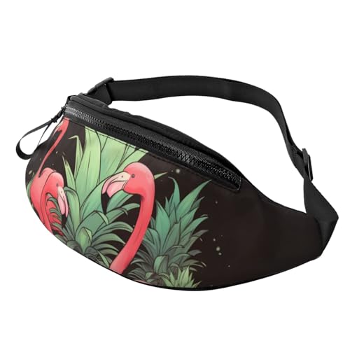 Gürteltasche für Damen und Herren, Schultertasche, Ananas, Flamingos, Crossbody-Tasche, Gürteltaschen mit verstellbarem Riemen von HJBNW