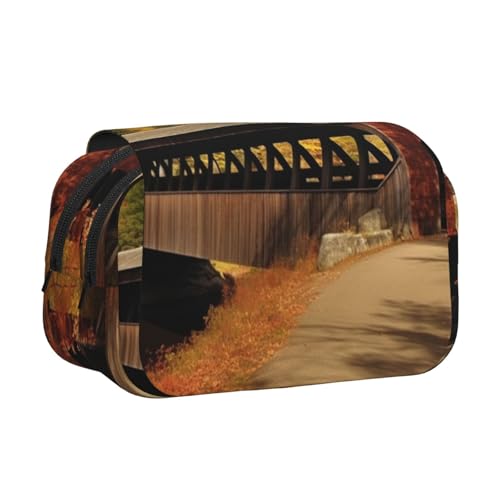 HJBNW Albany Federmäppchen mit verdeckter Brücke, mehrere Fächer, großes Fassungsvermögen, tragbare Make-up-Tasche für Damen und Herren HJBNW Albany Federmäppchen mit verdeckter Brücke, mehrere Fächer, großes Fassungsvermögen, tragbare Make-up-Tasche für Damen und Herren von HJBNW