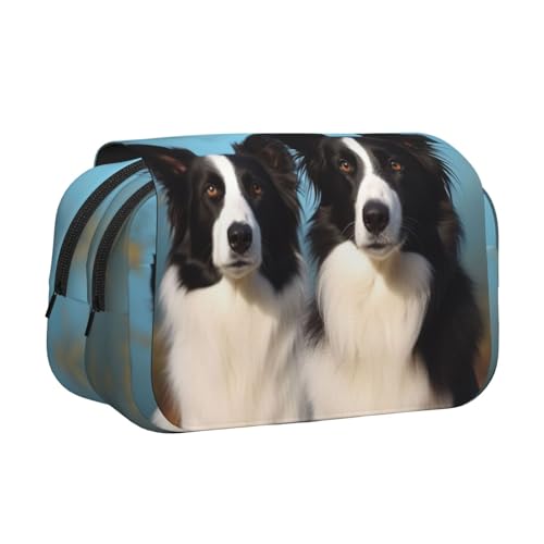 HJBNW Border Collie Federmäppchen mit mehreren Schlitzen, großes Fassungsvermögen, tragbare Make-up-Tasche für Männer und Frauen HJBNW Border Collie Federmäppchen mit mehreren Schlitzen, großes Fassungsvermögen, tragbare Make-up-Tasche für Männer und Frauen von HJBNW