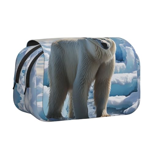HJBNW Eisbär-Federmäppchen mit mehreren Schlitzen, großes Fassungsvermögen, tragbare Make-up-Tasche für Männer und Frauen von HJBNW
