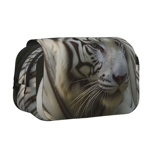HJBNW Federmäppchen, Motiv: Bengalischer Tiger, mit mehreren Schlitzen, großes Fassungsvermögen, tragbare Make-up-Tasche für Männer und Frauen, Weiß HJBNW Federmäppchen, Motiv: Bengalischer Tiger, mit mehreren Schlitzen, großes Fassungsvermögen, tragbare Make-up-Tasche für Männer und Frauen, Weiß von HJBNW