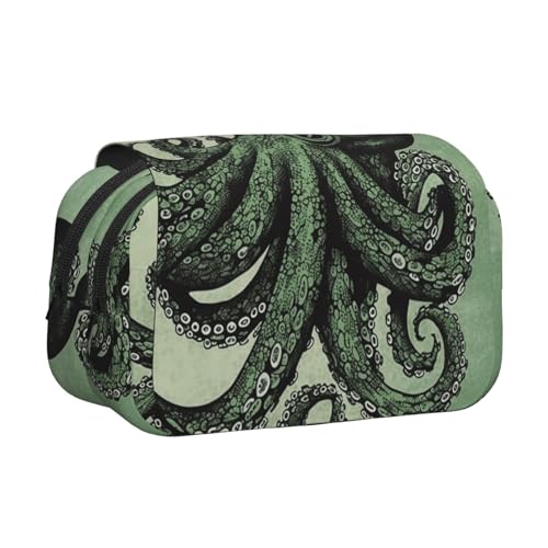 HJBNW Federmäppchen, Motiv: Oktopus, mit mehreren Schlitzen, großes Fassungsvermögen, tragbar, Make-up-Tasche für Männer und Frauen, Grün HJBNW Federmäppchen, Motiv: Oktopus, mit mehreren Schlitzen, großes Fassungsvermögen, tragbar, Make-up-Tasche für Männer und Frauen, Grün von HJBNW