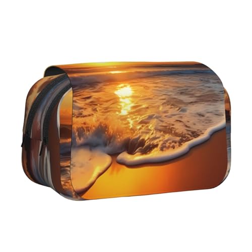 HJBNW Federmäppchen, Motiv: Sonnenuntergang am Strand, mit mehreren Schlitzen, großes Fassungsvermögen, tragbare Make-up-Tasche für Männer und Frauen HJBNW Federmäppchen, Motiv: Sonnenuntergang am Strand, mit mehreren Schlitzen, großes Fassungsvermögen, tragbare Make-up-Tasche für Männer und Frauen von HJBNW