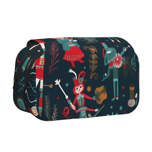 HJBNW Federmäppchen für Damen, Nussknacker, Ballett, Weihnachten, Tanz, mehrere Fächer, großes Fassungsvermögen, tragbare Make-up-Tasche für Männer und Frauen von HJBNW