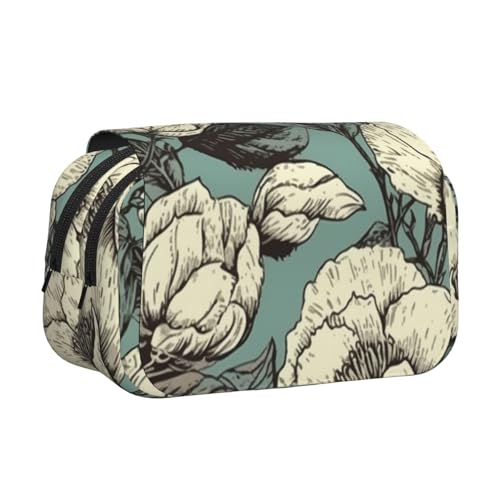 HJBNW Federmäppchen mit Baumwoll-Muster, mehrere Fächer, große Kapazität, tragbare Make-up-Tasche für Männer und Frauen HJBNW Federmäppchen mit Baumwoll-Muster, mehrere Fächer, große Kapazität, tragbare Make-up-Tasche für Männer und Frauen von HJBNW