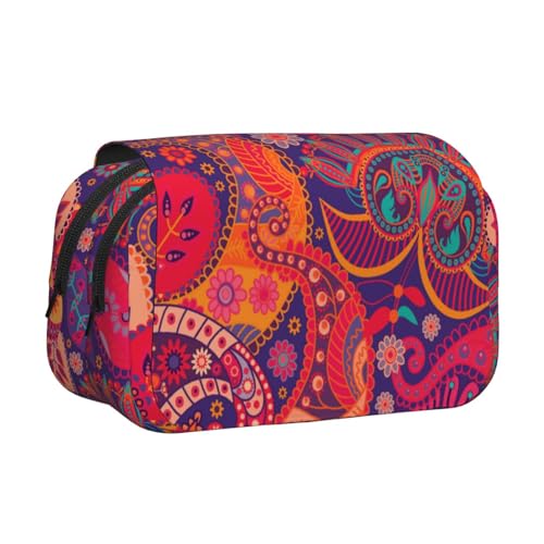 HJBNW Federmäppchen mit Blumenmuster im Ethno-Stil, mit mehreren Fächern, großes Fassungsvermögen, tragbare Make-up-Tasche für Damen und Herren HJBNW Federmäppchen mit Blumenmuster im Ethno-Stil, mit mehreren Fächern, großes Fassungsvermögen, tragbare Make-up-Tasche für Damen und Herren von HJBNW