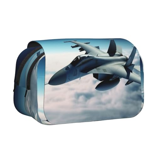 HJBNW Federmäppchen mit Flugzeugen und Kampfjets, mit mehreren Schlitzen, großes Fassungsvermögen, tragbare Make-up-Tasche für Männer und Frauen von HJBNW