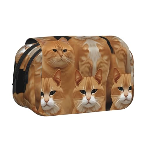HJBNW Federmäppchen mit Katzenmotiv, mit mehreren Fächern, großes Fassungsvermögen, tragbare Make-up-Tasche für Männer und Frauen, Orange HJBNW Federmäppchen mit Katzenmotiv, mit mehreren Fächern, großes Fassungsvermögen, tragbare Make-up-Tasche für Männer und Frauen, Orange von HJBNW