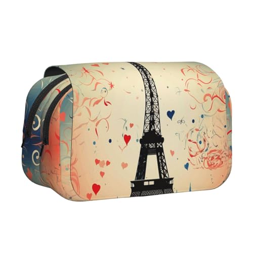 HJBNW Federmäppchen mit Paris-Muster, mehrere Fächer, großes Fassungsvermögen, tragbare Make-up-Tasche für Männer und Frauen HJBNW Federmäppchen mit Paris-Muster, mehrere Fächer, großes Fassungsvermögen, tragbare Make-up-Tasche für Männer und Frauen von HJBNW