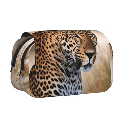HJBNW Federmäppchen mit afrikanischem Tier-Leopardenmuster, mehrere Fächer, große Kapazität, tragbare Make-up-Tasche für Männer und Frauen HJBNW Federmäppchen mit afrikanischem Tier-Leopardenmuster, mehrere Fächer, große Kapazität, tragbare Make-up-Tasche für Männer und Frauen von HJBNW