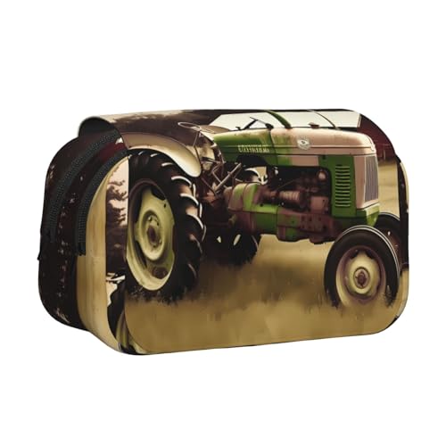 HJBNW Federmäppchen mit altem Traktor-Foto, Bauernhof, mehrere Fächer, große Kapazität, tragbare Make-up-Tasche für Männer und Frauen HJBNW Federmäppchen mit altem Traktor-Foto, Bauernhof, mehrere Fächer, große Kapazität, tragbare Make-up-Tasche für Männer und Frauen von HJBNW