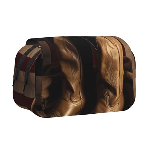 HJBNW Federmäppchen mit amerikanischer Flagge und Cowboystiefeln, mehrere Fächer, großes Fassungsvermögen, tragbare Make-up-Tasche für Männer und Frauen HJBNW Federmäppchen mit amerikanischer Flagge und Cowboystiefeln, mehrere Fächer, großes Fassungsvermögen, tragbare Make-up-Tasche für Männer und Frauen von HJBNW
