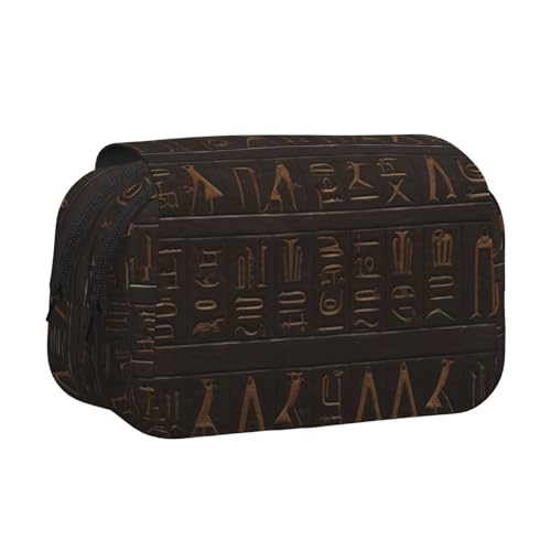 HJBNW Federmäppchen mit antiken ägyptischen Hieroglyphen, mehrere Fächer, großes Fassungsvermögen, tragbare Make-up-Tasche für Männer und Frauen von HJBNW