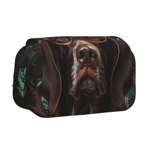 HJBNW Federmäppchen mit kurzhaarigem Zeiger in Brille, Multi-Slot, großes Fassungsvermögen, tragbare Make-up-Tasche für Männer und Frauen von HJBNW