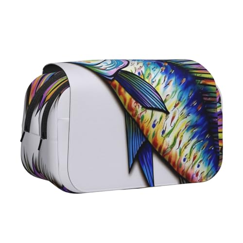 HJBNW Fish Art Federmäppchen mit mehreren Schlitzen, großes Fassungsvermögen, tragbare Make-up-Tasche für Männer und Frauen HJBNW Fish Art Federmäppchen mit mehreren Schlitzen, großes Fassungsvermögen, tragbare Make-up-Tasche für Männer und Frauen von HJBNW