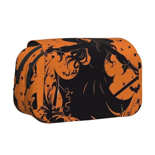 HJBNW Halloween Hexe fliegende Federmappe Multi-Slot Federmäppchen Große Kapazität Federmäppchen Tragbare Make-up-Tasche für Männer Frauen von HJBNW