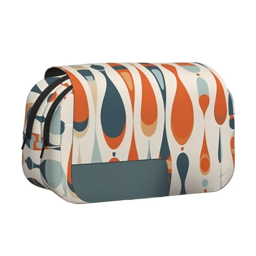 HJBNW Mid Century Federmäppchen, modernes Retro-Federmäppchen, mehrere Fächer, großes Fassungsvermögen, tragbare Make-up-Tasche für Männer und Frauen von HJBNW