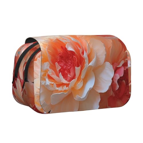 HJBNW Peach Peony Federmäppchen mit mehreren Schlitzen, großes Fassungsvermögen, tragbare Make-up-Tasche für Männer und Frauen HJBNW Peach Peony Federmäppchen mit mehreren Schlitzen, großes Fassungsvermögen, tragbare Make-up-Tasche für Männer und Frauen von HJBNW
