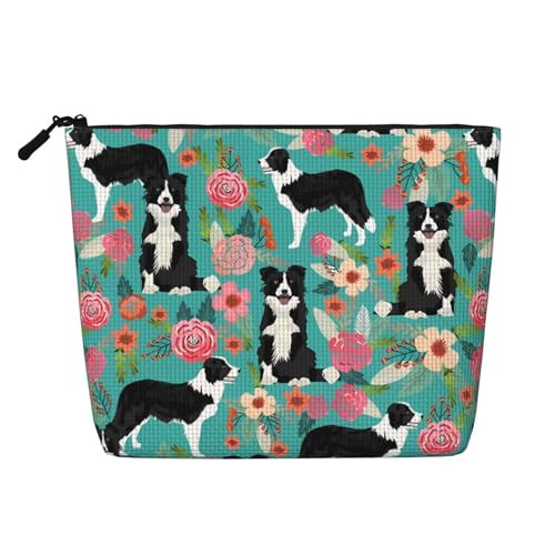 HJBNW Reise-Make-up-Tasche für Damen, große Kapazität, wasserdicht, tragbar, Kulturbeutel, Border Collie, Blumen, Make-up-Tasche mit Reißverschluss, ästhetischer Make-up-Organizer für Damen, Geschenk HJBNW Reise-Make-up-Tasche für Damen, große Kapazität, wasserdicht, tragbar, Kulturbeutel, Border Collie, Blumen, Make-up-Tasche mit Reißverschluss, ästhetischer Make-up-Organizer für Damen, Geschenk von HJBNW