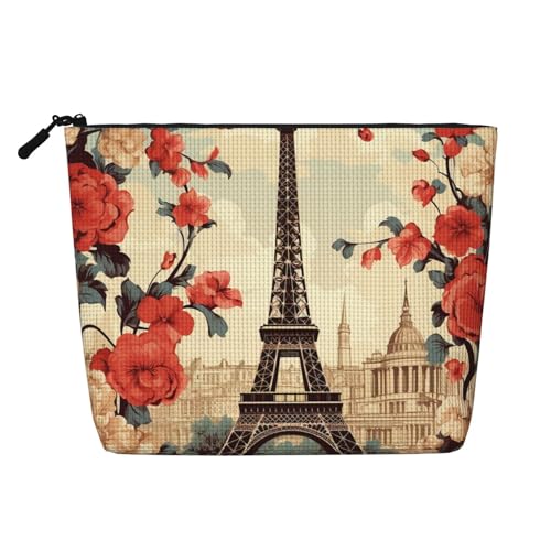 HJBNW Reise-Make-up-Tasche für Damen, große Kapazität, wasserdicht, tragbar, Kulturbeutel, Paris, Vintage-Blumenmuster, Make-up-Tasche mit Reißverschluss, ästhetischer Make-up-Organizer für Damen HJBNW Reise-Make-up-Tasche für Damen, große Kapazität, wasserdicht, tragbar, Kulturbeutel, Paris, Vintage-Blumenmuster, Make-up-Tasche mit Reißverschluss, ästhetischer Make-up-Organizer für Damen von HJBNW