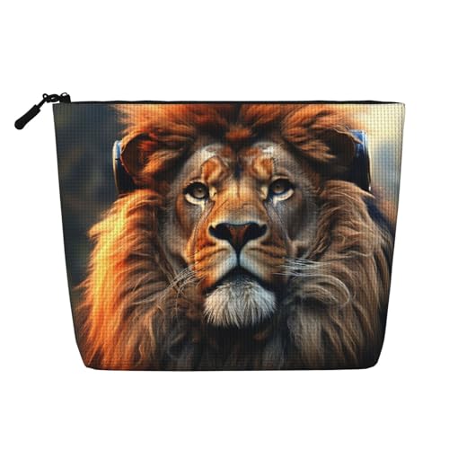 HJBNW Reise-Make-up-Tasche für Damen, große Kapazität, wasserdicht, tragbar, Kulturbeutel, Scifi-Löwe, Make-up-Tasche mit Reißverschluss, ästhetischer Make-up-Organizer für Damen, Geschenk, Schwarz HJBNW Reise-Make-up-Tasche für Damen, große Kapazität, wasserdicht, tragbar, Kulturbeutel, Scifi-Löwe, Make-up-Tasche mit Reißverschluss, ästhetischer Make-up-Organizer für Damen, Geschenk, Schwarz von HJBNW