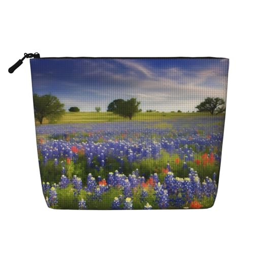 HJBNW Reise-Make-up-Tasche für Damen, große Kapazität, wasserdicht, tragbar, Kulturbeutel, Texas, Bluebonnets, Landschaft, Make-up-Tasche mit Reißverschluss, ästhetischer Make-up-Organizer für Damen HJBNW Reise-Make-up-Tasche für Damen, große Kapazität, wasserdicht, tragbar, Kulturbeutel, Texas, Bluebonnets, Landschaft, Make-up-Tasche mit Reißverschluss, ästhetischer Make-up-Organizer für Damen von HJBNW