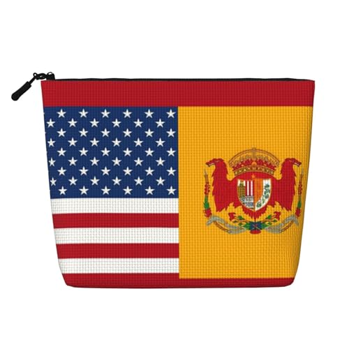 HJBNW Reise-Make-up-Tasche für Damen, große Kapazität, wasserdicht, tragbar, Kulturbeutel, amerikanische Spanien-Flagge, Make-up-Tasche mit Reißverschluss, ästhetischer Make-up-Organizer für Damen HJBNW Reise-Make-up-Tasche für Damen, große Kapazität, wasserdicht, tragbar, Kulturbeutel, amerikanische Spanien-Flagge, Make-up-Tasche mit Reißverschluss, ästhetischer Make-up-Organizer für Damen von HJBNW
