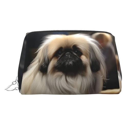 HJBNW Reise-Make-up-Tasche mit großem Fassungsvermögen, wasserdicht, tragbar, Kulturbeutel, Pekinese-Hund, Make-up-Tasche mit Reißverschluss, ästhetischer Make-up-Organizer für Damen, silber HJBNW Reise-Make-up-Tasche mit großem Fassungsvermögen, wasserdicht, tragbar, Kulturbeutel, Pekinese-Hund, Make-up-Tasche mit Reißverschluss, ästhetischer Make-up-Organizer für Damen, silber von HJBNW