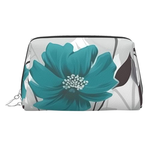 HJBNW Reise-Make-up-Tasche mit großem Fassungsvermögen, wasserdicht, tragbar, Kulturbeutel, blaugrün, grau und weiß, Blumenmuster, Make-up-Tasche mit Reißverschluss, ästhetischer Make-up-Organizer für HJBNW Reise-Make-up-Tasche mit großem Fassungsvermögen, wasserdicht, tragbar, Kulturbeutel, blaugrün, grau und weiß, Blumenmuster, Make-up-Tasche mit Reißverschluss, ästhetischer Make-up-Organizer für von HJBNW