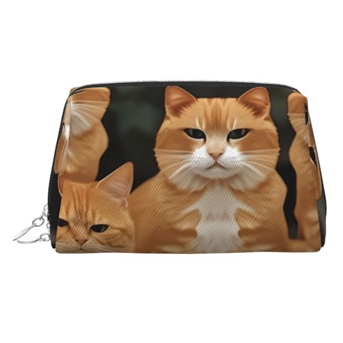 HJBNW Reise-Make-up-Tasche mit großem Fassungsvermögen, wasserdicht, tragbar, Kulturbeutel, orangefarbene Katzen, Make-up-Tasche mit Reißverschluss, ästhetischer Make-up-Organizer für Damen, silber HJBNW Reise-Make-up-Tasche mit großem Fassungsvermögen, wasserdicht, tragbar, Kulturbeutel, orangefarbene Katzen, Make-up-Tasche mit Reißverschluss, ästhetischer Make-up-Organizer für Damen, silber von HJBNW