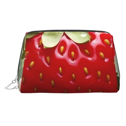 HJBNW Reise-Make-up-Tasche mit großem Fassungsvermögen, wasserdicht, tragbar, Kulturbeutel, schöne Erdbeer-Make-up-Tasche mit Reißverschluss, ästhetischer Make-up-Organizer für Damen, silber von HJBNW
