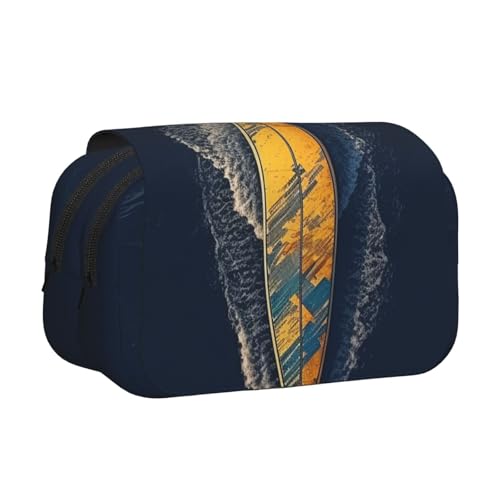 HJBNW Surfbrett-Federmäppchen mit mehreren Schlitzen, großes Fassungsvermögen, tragbare Make-up-Tasche für Männer und Frauen von HJBNW