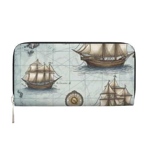 Ledergeldbörse für Damen, lange Geldbörse, Bootskarte, Damen-Geldbörse, Clutch mit 8 Kreditkartenfächern, Münzfach, schwarz, Einheitsgröße, lässig, Schwarz , Einheitsgröße, Casual von HJBNW