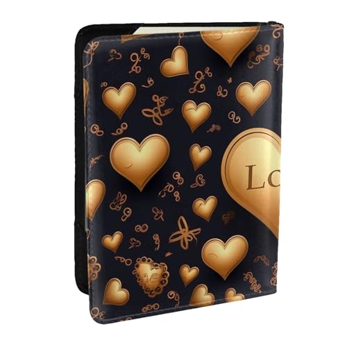 Reisepasshülle mit goldenem Herz und Liebe, RFID-Reisepasshülle, Brieftasche, PU-Leder, Reisepasshülle, niedlicher Reisepassschutz für Damen und Herren Reisepasshülle mit goldenem Herz und Liebe, RFID-Reisepasshülle, Brieftasche, PU-Leder, Reisepasshülle, niedlicher Reisepassschutz für Damen und Herren von HJBNW