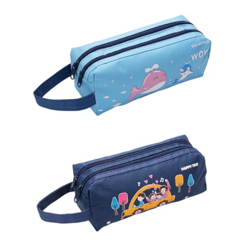 HJDHSFUN Schreibwarentasche 2 Stück Cartoon Federmäppchen Student Doppellagig Federmäppchen Mit Großer Kapazität Schreibwaren Tasche von HJDHSFUN