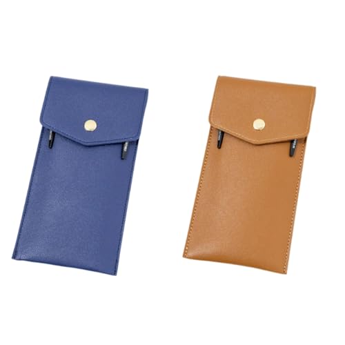 HJDHSFUN Schreibwarentasche 2Pcs Leder Federmäppchen Mit Großer Kapazität Business Pu-Leder Tintenroller Stiftaufbewahrung Tasche Student Schreibwaren Tasche von HJDHSFUN