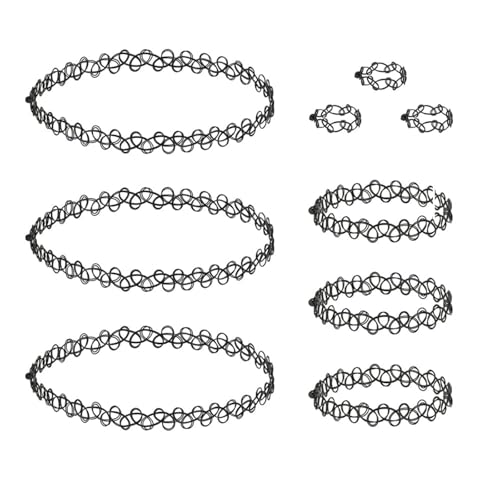 HJDJBD Stretch Elastische Halskette set, Stretchhalsbänder Schwarz, Tattoo Kette 90er,Schwarze Choker,Jahre Accessoires,Damen Vintage Punk Gothic Gummi Halsband für Mädchen (12, Mehrere Größen) HJDJBD Stretch Elastische Halskette set, Stretchhalsbänder Schwarz, Tattoo Kette 90er,Schwarze Choker,Jahre Accessoires,Damen Vintage Punk Gothic Gummi Halsband für Mädchen (12, Mehrere Größen) von HJDJBD