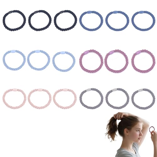 18 Stück Haargummis Mädchen,Haargummi Original,Mehrfarbigen Boho Scrunchies,Mode Elastische Haarbänder Zopfgummis,Geflochten Zopfgummi,Damen Armband,für Lockiges Haar Und Dickes(Mehrere Farben) von HJDJBD