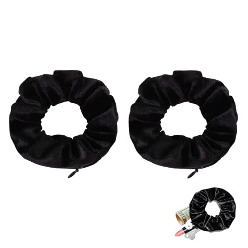 2 Stück Haargummis,Haargummi mit ReißVerschluss,Geldversteck Geldverstecke Verstecken, Reise-Gadgets für Frauen,Reise Gadgets Können Wertsachen Aufbewahren,Urlaub,Versteck Geld Scrunchies Geheimfach von HJDJBD