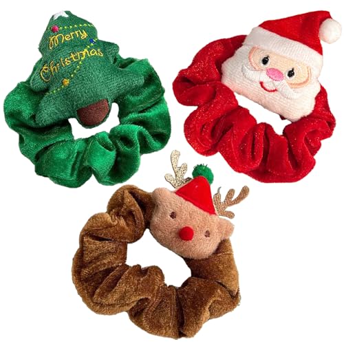 3 Stück Haargummis Scrunchies für Mädchen,Weihnachts Haarschmuck,Weihnachten Darm Haarreifen Accessories,Ostern Elastischer Haarseile Scrunchie,Damen Samt Aus Geweih,Weihnachts Haarreif Haarban von HJDJBD