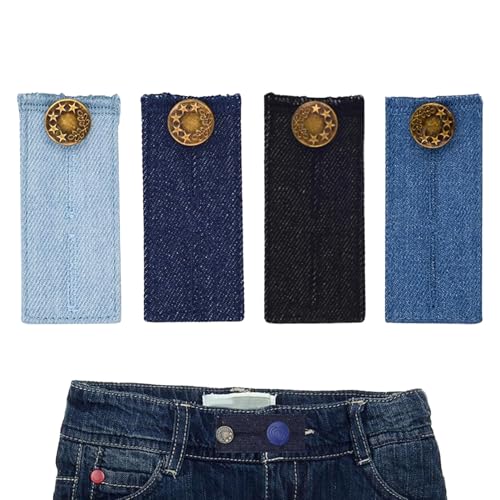 4 Stück Hosenbunderweiterung,Hosenerweiterung Schwangerschaft,Hosenknopf Verlängerung,Elastische Knopfverlängerung,Erweiterung,Bunddehner,Extender,Hosenverlängerung,für Jeans Röcke Umstandshose von HJDJBD