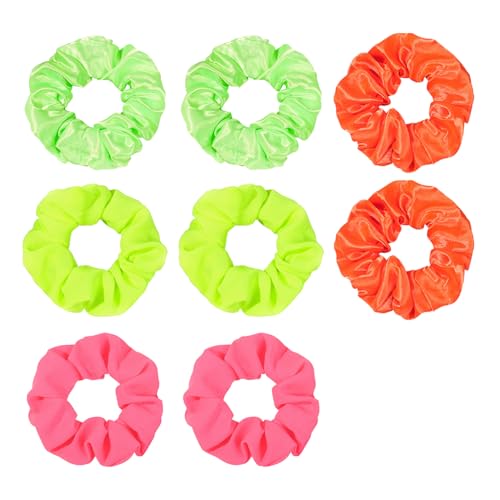 8 Stück Neonfarbene Haargummis für Haare,Elastische Haarbänder Bänder HaarAccessoires für Mädchen Weihnachten Party,Scrunchies Bunt Damen Groß Haarschmuck 80er-Jahre-Stil Weihnachtliche Accessories von HJDJBD